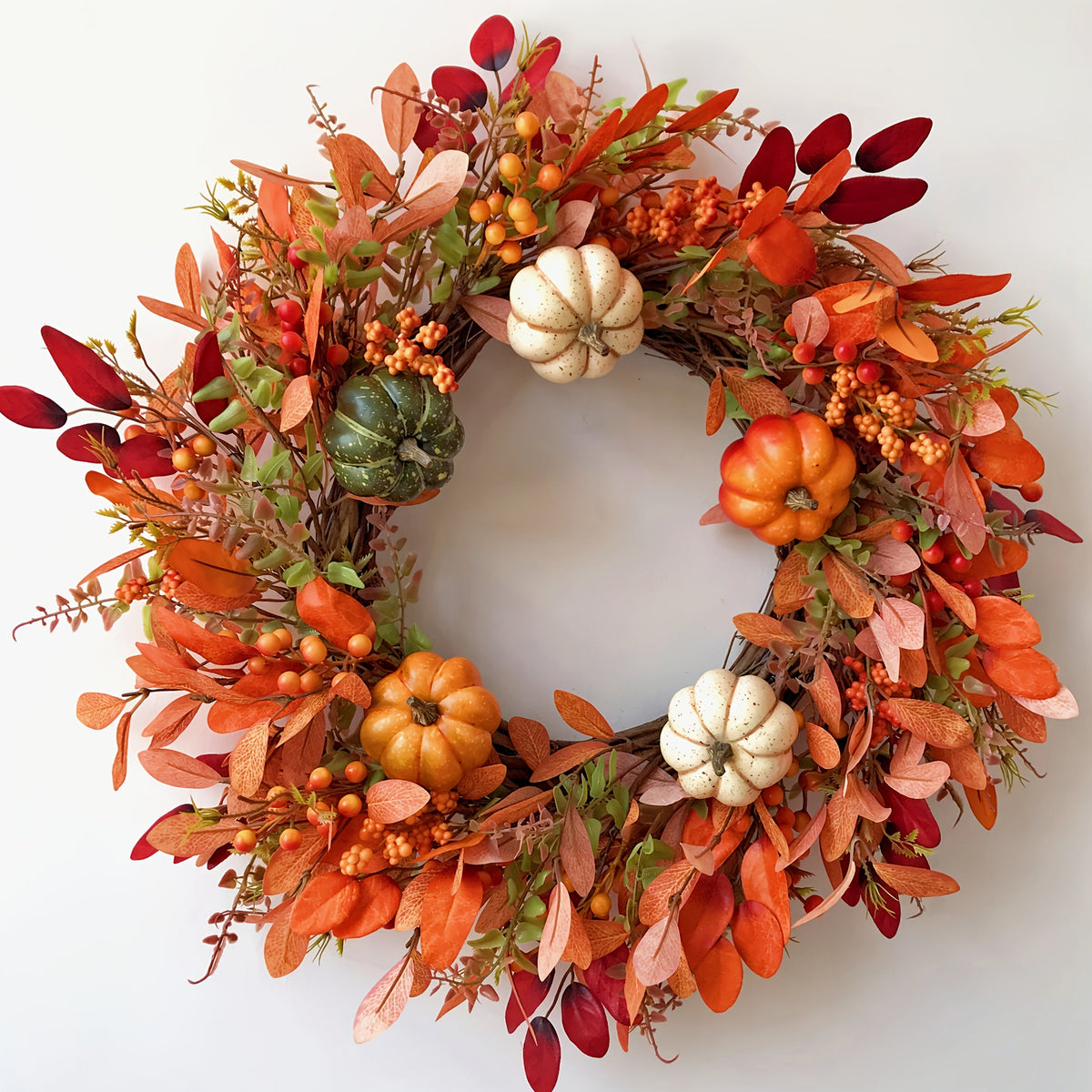 55CM Autumn Thanksgiving Wreath – Orange
