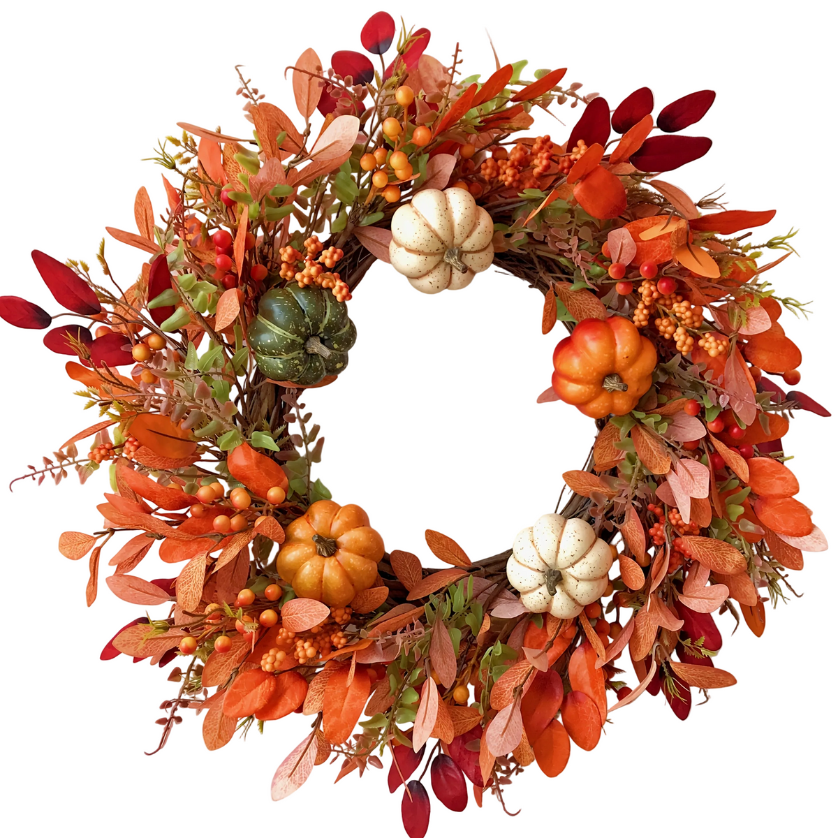 55CM Autumn Thanksgiving Wreath – Orange