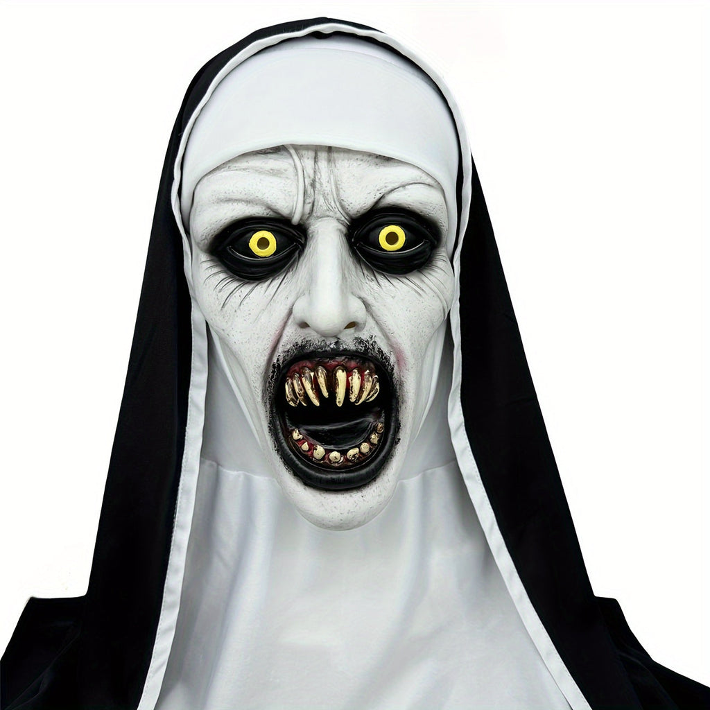 Synthetic Latex Spooky Nun Mask Halloween Costume