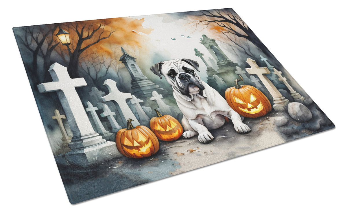 Boxer Spooky Halloween Glass Cutting Board