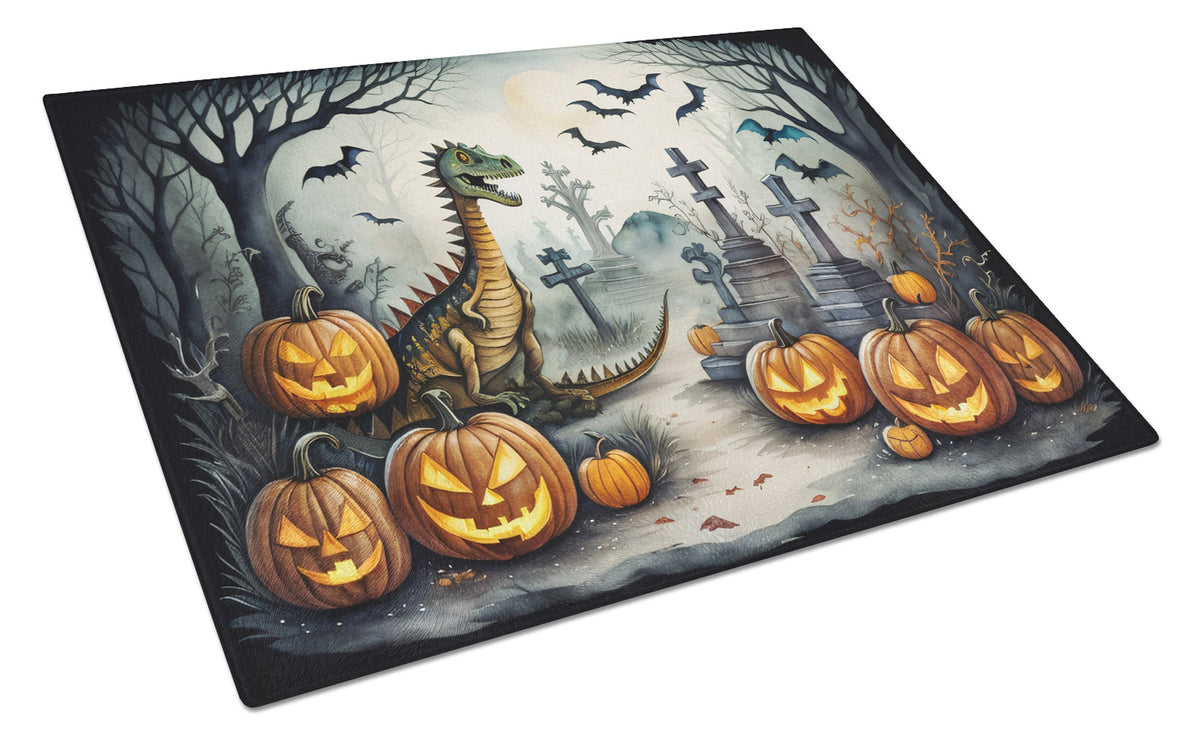 Dinosaurs Spooky Halloween Glass Cutting Board