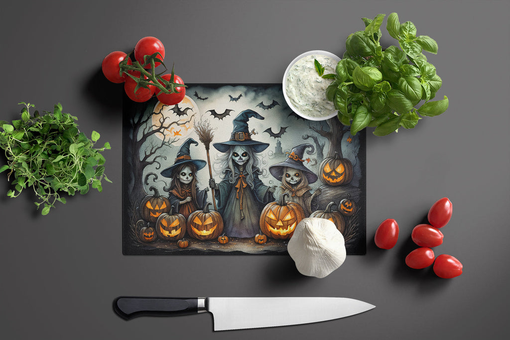 Witches Spooky Halloween Glass Cutting Board