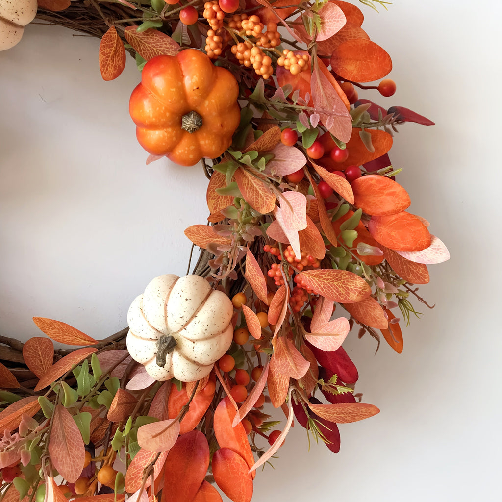 55CM Autumn Thanksgiving Wreath – Orange