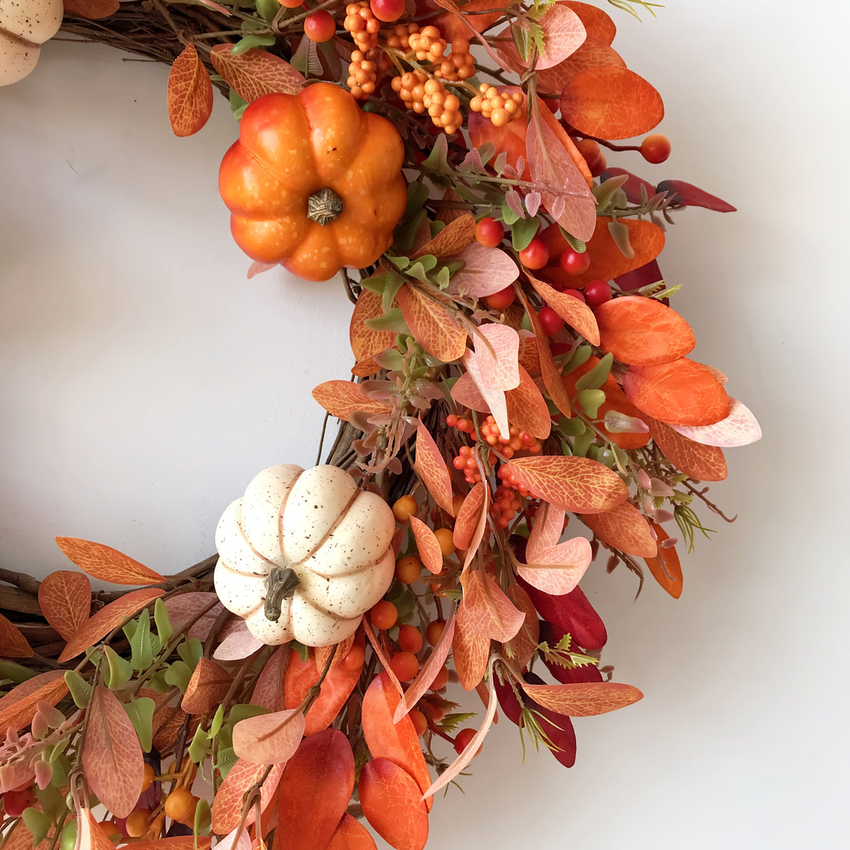 55CM Autumn Thanksgiving Wreath – Orange