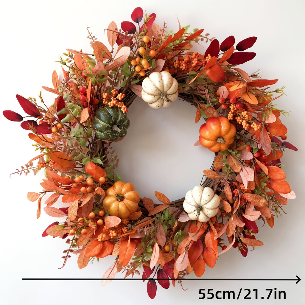 55CM Autumn Thanksgiving Wreath – Orange